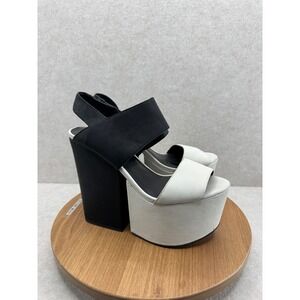 Matiko Platform Sandals 8 Black White Colorblock Chunky Block Heel Avant Garde
